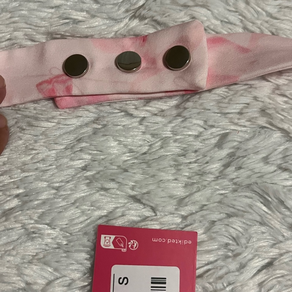 EDIKTED Pink Bow Print Lace Up Halter Corset Style Crop Top Size S - Picture 6 of 13